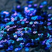 Пайетки плоские,  индиго зеленый радужный глиттер, 4 мм