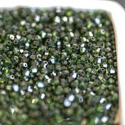 Бусина, стекло биконус, цвет зеленый мох, 4.5 мм (уп.30+/-5 шт)