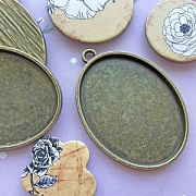 Сеттинг овальный "Торн", цвет античная бронза, 48x34x3 мм