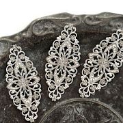 Коннектор "Филигрань Византия", цвет платина, 82x35x0.8 мм