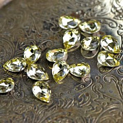 Кабошон стекло Кристалл, каплевидный, цвет Jonquil, 14х10 мм