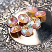 Кабошон стекло Риволи, цвет Lt.Smoked Topaz Shimmer, 14х7 мм