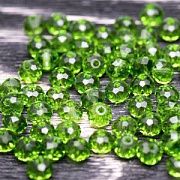 Бусина, стекло абакус 6, граненая, цвет зеленый, 6х4 мм