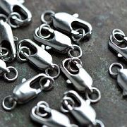 Замочек-лобстер прямоугольный с колечком, цвет платина, 12х6 мм