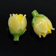 Бусина, Мурано "Колокольчик", фигурная, желтый-молочный, 17х14 мм