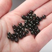 Бусина, стекло 4, цвет темно-зеленый, 4 мм (уп 50+/-5 шт)