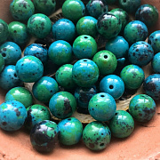 Бусина хризоколла 10, цвет сине-зеленый, колорир., 10 мм (стренд 10 шт.)