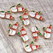 Подвеска металлическая "Снеговичок", с эмалью, цвет золото, 21.5x12.5x2 мм