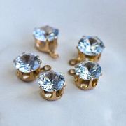 Подвеска-страз, циркон прозрачный, цвет светлое золото, 10x9x6 мм