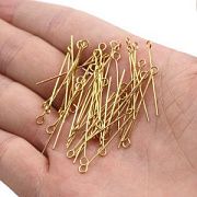 Пины с петлей, позолота, 30х0.5 мм