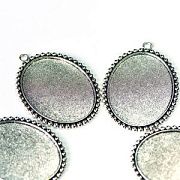 Сеттинг овальный "Буль", цвет античное серебро, 57x43x2.5 мм