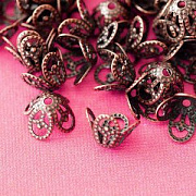 Шапочка для бусин "Чашелистик", цвет красная медь, 8.5х6 мм