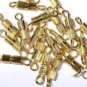 Замочек винт-бочонок, цвет золотой, 8х3 мм