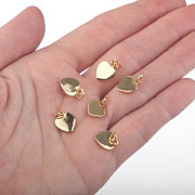 Подвеска металл "Харт", позолота, 12x9.5x1.5 мм