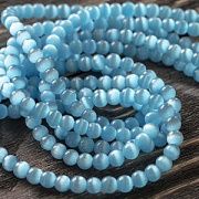 Бусина "Кошачий глаз", стекло, цвет яркий голубой, 5.5 мм