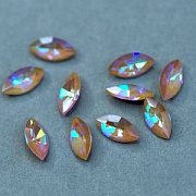 Кабошон стекло Кристалл, Navette, цвет Lt.Smoked Topaz Shimmer, 12х6 мм