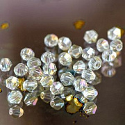 Бусина, стекло биконус, цвет шампанское, 4 мм (уп. 30+/-5 шт)