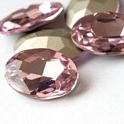 Кабошон стекло Кристалл, овальный, цвет розовый, 30х20 мм