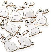 Подвеска металл "Кролик пасхальный", эмаль, цвет белый, 25x17.5x2.5 мм