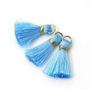 Кисточка, нейлон/латунь, цвет голубой яркий, 23-27x5 мм