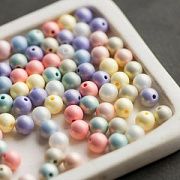 Бусина, имитация жемчуга "Пудра", акрил, цветовой микс, 8 мм