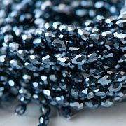 Бусина "Капля", граненая, стекло, цвет черный гематитовый, 5х3мм