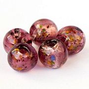 Бусина, стекло с фольгой,  цвет старая роза, 12 мм