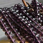 Бусина, стекло абакус 6, граненая, цвет фиолетовый, 6х4 мм