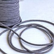 Шнур из искусственной замши, круглый, серый, 3 мм