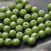 Бусина, стекло 8, цвет лайм, 8 мм