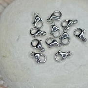 Замочек-лобстер, цвет стальной, 13x8x4 мм