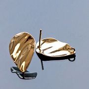 Пуссеты "Капля-шифон", позолоченные, 19.5x13 мм