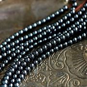 Бусина гематит немагнитный, цвет черный, 3 мм (стренд 35 шт.)