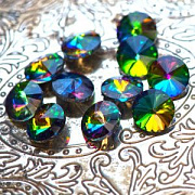 Кабошон стекло Риволи, цвет Rainbow, 14х7 мм