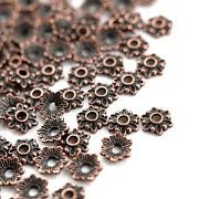 Шапочка для бусин "Лён", цвет красная медь, 7x7x2 мм