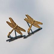 Пуссеты "Стрекоза", позолоченные, 16x11x1 мм