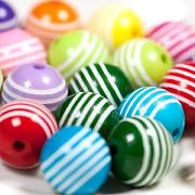 Бусина, акрил "Полосатики", цветовой микс, 14 мм