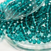 Бусина, стекло абакус 6, граненая, цвет изумрудный, 6х4 мм