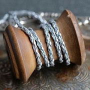 Шнур, имитация кожи, плетеный, цвет серебристый, 3 мм