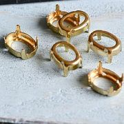 Цапы для стразов овальные, открытые, цвет золото, 14х10 мм
