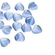 Кабошон "Кошачий глаз"  сердечко, стекло, цвет голубой, 10x10x2.5 мм