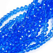 Бусина, стекло абакус 6, граненая, цвет синий, 6х4 мм