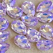 Кабошон стекло Кристалл, каплевидный, цвет Lt.Pink AB, 18х13 мм