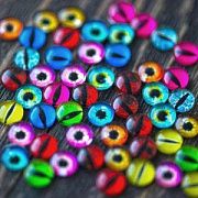 Кабошон стеклянный "Глазки", с принтом, 8х3 мм