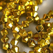 Бусина, стекло биконус, цвет темное золото, 4 мм (уп.30+/-5 шт)