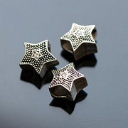 ЕС бусина металл "Стар", стразы, цвет античное серебро/прозрачный, 10.5x10.5x7 мм