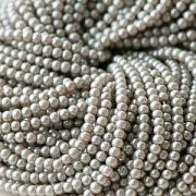 Бусина, имитация жемчуга, стекло 3, цвет бежево-серый, 3 мм (уп 100+/-10 шт)