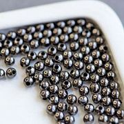 Бусина, металл "Симпл", цвет черный, 4 мм (уп 30+/-3 шт)