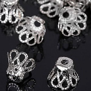 Колпачок для бусин "Стаканчик большой", цвет серебро, 9х7 мм