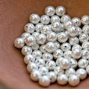 Ракушечный жемчуг круглый, "мокрый", цвет белый, 6 мм